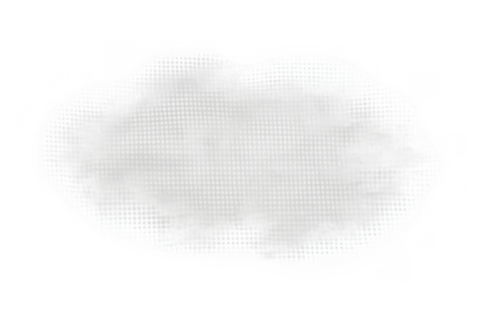 White abstract cloud with halftone pattern on transparent background, graphic element for weather or communication concepts - Powered by Adobe