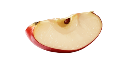 Realistic Apple Slice with Red Skin and White Flesh on Soft Pink Background