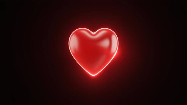 Glowing three dimensional heart spinning gently leaving luminous trail romantic animation love abstract modern visual