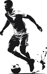 Naklejka premium Black and White Soccer Player Silhouette