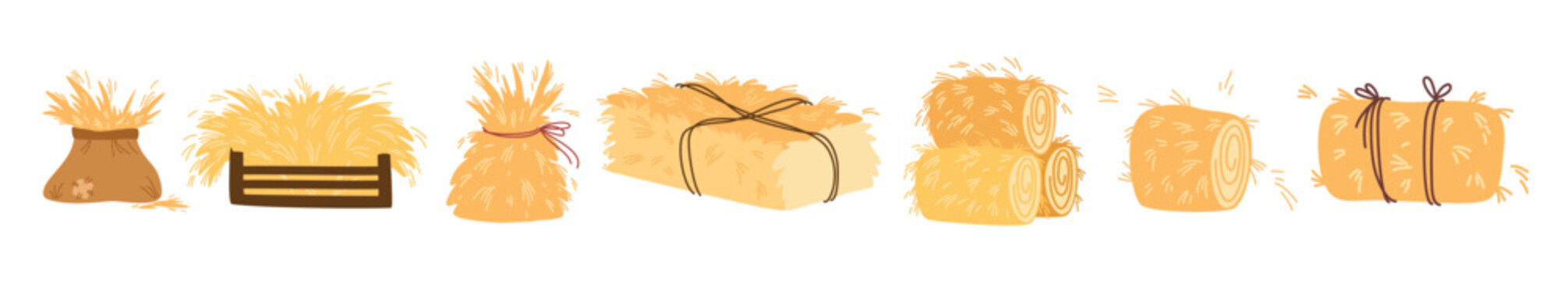 cartoon haystack bale of hay collection rural hay rolled