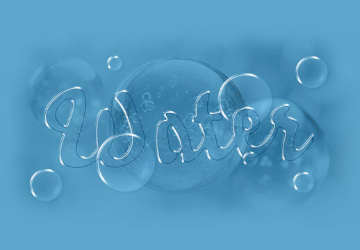 Blue Glossy Water Drops Script Text Effect Realistic Fresh Cursive Font