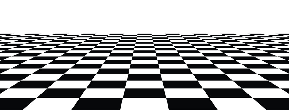  checkerboard floor in perspective white and black checkered 