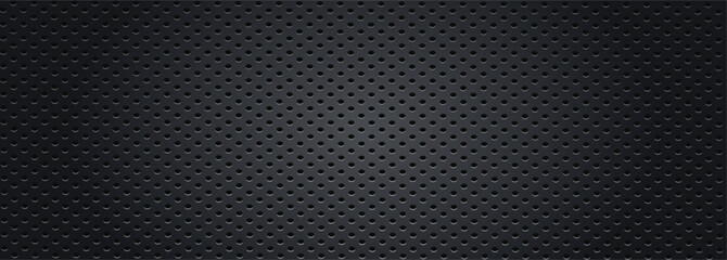Obraz premium Black perforated metal background. Metal texture steel, carbon fiber background. Perforated sheet metal.