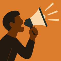 Person Using Megaphone for Rights