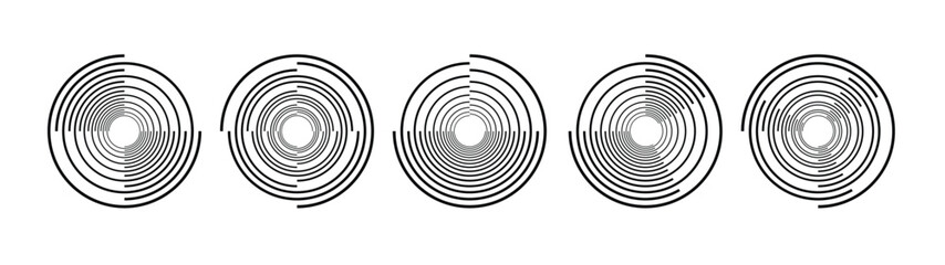 Obraz premium black radial spiral pattern set circular rotating speed