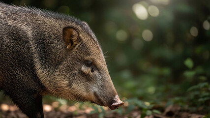 Wild tapir exploring forest habitat with curious expression