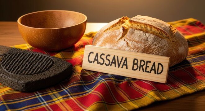 Authentic Caribbean Cassava Bread with Kalinago Stone Grater and Madras Cloth