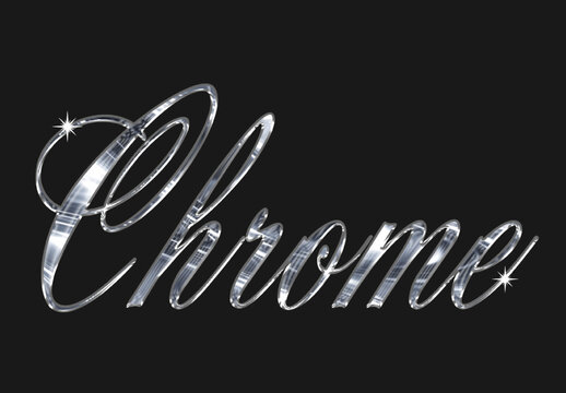 Chrome Metallic Logo And Text Effect Mockup