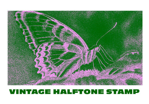 Vintage Halftone Stamp Photo Effect