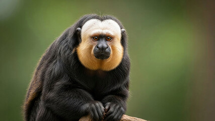 Obraz premium Close-up of a charming golden lion tamarin monkey looking curiously ahead