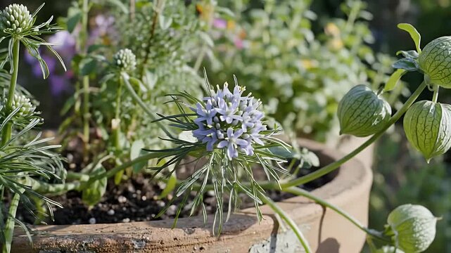 Black Cumin Plant in Container Garden Fine Green Stems and Delicate Foliage