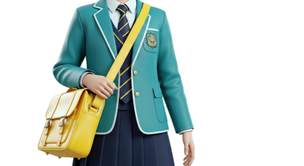 Student in Uniform with Yellow Satchel