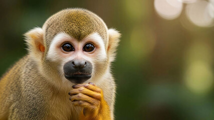Obraz premium Curious monkey with thoughtful expression in natural habitat