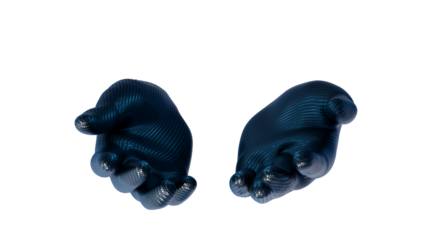 carbon fabric cyborg robot hand Scoop up isolated transparent png file created by 3D render.