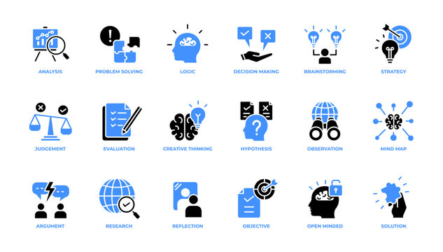 Critical Thinking Icon Pack glyph. Vector illustration