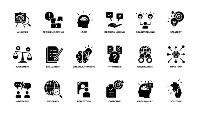 Critical Thinking Icon set Pack. Vector illustration