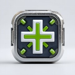 A small, portable first aid kit with a green cross on it