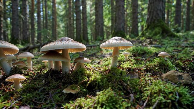 Mushrooms growing in the forest