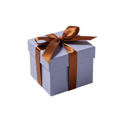 Obraz premium Elegant gift box with brown ribbon isolated on transparent background