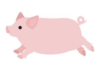 足を伸ばした豚の躍動感ある姿のイラスト