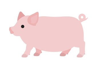 前足を出した豚の横向きイラスト