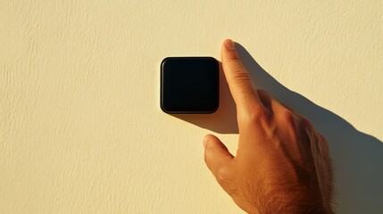 Close up view of hand firmly gripping modern smartphone showcasing digital connectivity and mobile technology.