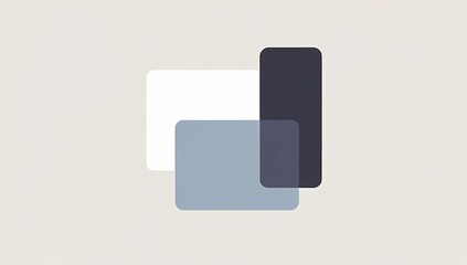 Minimal abstract rectangles expressing repetitive and duplicated content structures. Visual metaphor for mass produced media, similarity, saturation, and lack of differentiation in digital platforms.