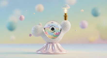 Whimsical Character Holding Light Bulb Surreal Silliness