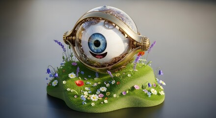 Surreal 3D Eye on Green Hill Surreal Silliness