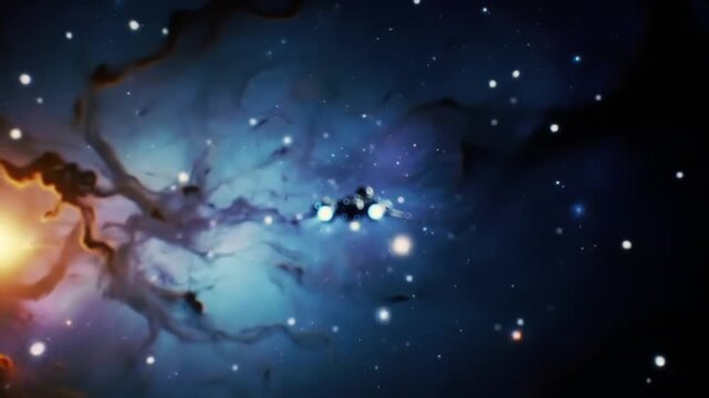 Spaceship in nebula conceptual visualization of cosmic exploration