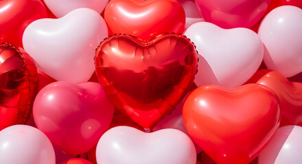 Heart shaped balloons in pink and red for valentine's day celebration