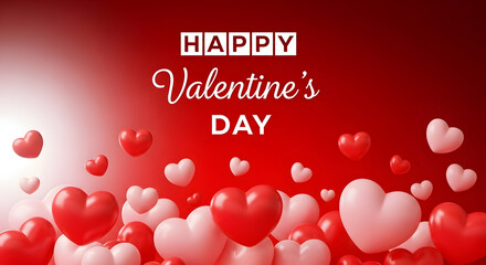 Happy valentine's day greeting with red and pink hearts