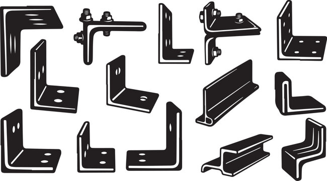 Collection of various metal bracket designs and shapes