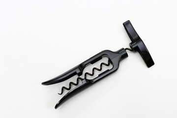 Screwpull type corkscrew wine opener, white background