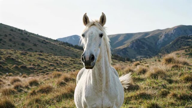 White steed on the grassland