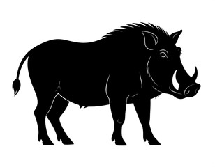 Obraz premium A black silhouette of a wild boar with tusks