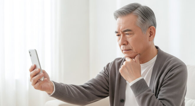老眼でスマホの文字が見にくい中年