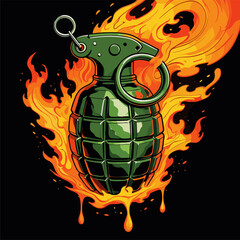 vector image of a grenade on fire