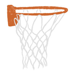 Hand drawn basketball hoop net in chalk style with rough texture, playful scribbles and naive lines, scrapbook friendly doodle vector illustration isolated on white background. © Marharyta