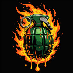 vector image of a grenade on fire