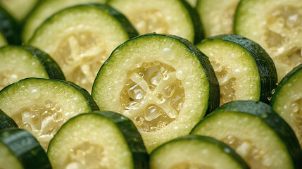 Fresh Zucchini Interior Texture Macro Photography