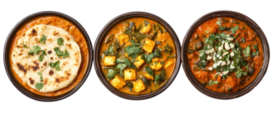 Delicious meal set, italian, indian, mexican cuisine, isolated on transparent background