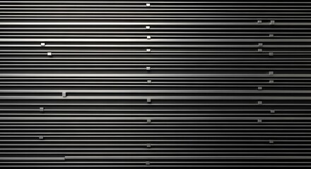 Fototapeta premium Abstract metallic background with horizontal lines and small squares in shades of grey creating a modern and futuristic texture with light reflections