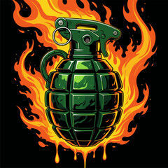 vector image of a grenade on fire