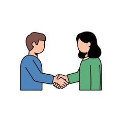 Obraz premium Handshake between man and woman business agreement flat vector
