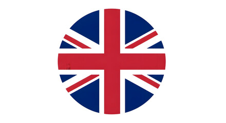 Obraz premium A circular emblem featuring the iconic red, white, and blue Union Jack flag of the United Kingdom, symbolizing British heritage and identity. remove background png,