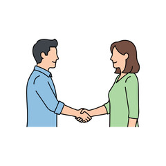Fototapeta premium Business Handshake between Man and Woman Vector Illustration