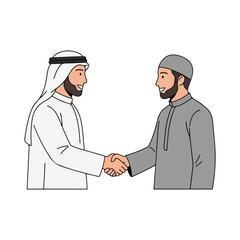 Fototapeta premium Muslim Men Handshake Greeting Agreement Illustration