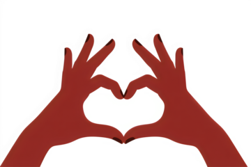 Red hands forming a heart shape
